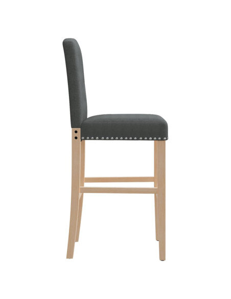 Chaise de bar campagne / chic en lot de 2 en bois massif d'hévéa et tissu Gris  {attributes}