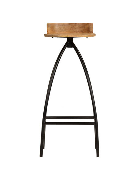 Chaise de bar industrielle en lot de 2 en bois de manguier Brun  {attributes}