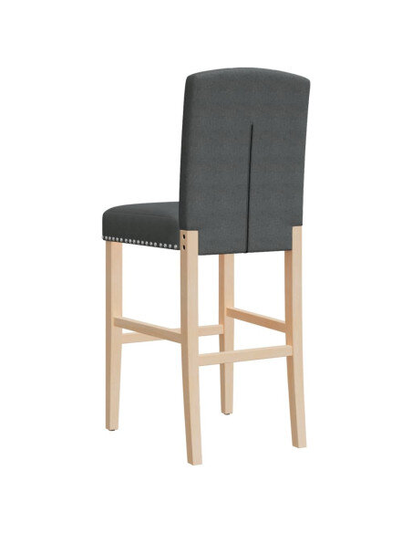 Chaise de bar campagne / chic en lot de 2 en bois massif d'hévéa et tissu Gris  {attributes}