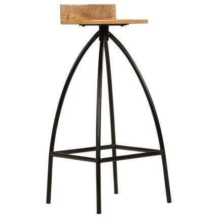 Chaise de bar industrielle en lot de 2 en bois de manguier Brun  {attributes}