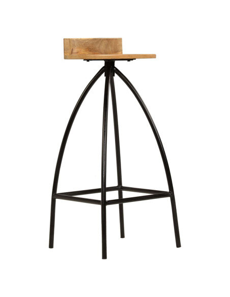 Chaise de bar industrielle en lot de 2 en bois de manguier Brun  {attributes}