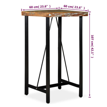 Table de bar style Industriel en bois massif de récupération  60 x 60 x 107 cm {attributes}