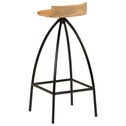 Chaise de bar industrielle en lot de 2 en bois de manguier Brun  {attributes}