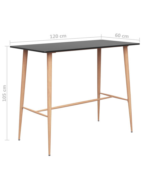 Table de bar scandinave en métal et bois Noir 120x60x105 cm {attributes}