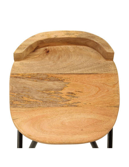 Chaise de bar industrielle en lot de 2 en bois de manguier Brun  {attributes}