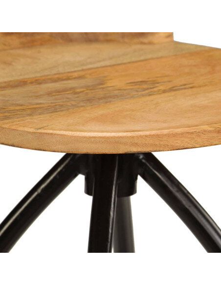 Chaise de bar industrielle en lot de 2 en bois de manguier Brun  {attributes}