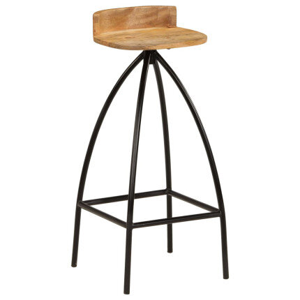 Chaise de bar industrielle en lot de 2 en bois de manguier Brun  {attributes}