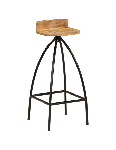Chaise de bar industrielle en lot de 2 en bois de manguier Brun  {attributes}