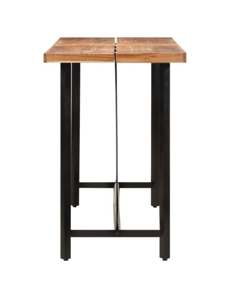 Table de bar style Industriel en bois d'acacia massif et fer 150x70x107 cm {attributes} Table de bar style Industriel en bois d'acacia massif et fer 150x70x107 cm {attributes}