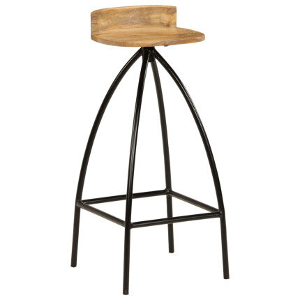 Chaise de bar industrielle en lot de 2 en bois de manguier Brun  {attributes}