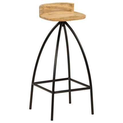 Chaise de bar industrielle en lot de 2 en bois de manguier Brun  {attributes}