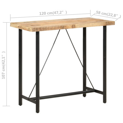 Table de bar style Industriel en bois de manguier 120 x 58 x 107 cm {attributes}
