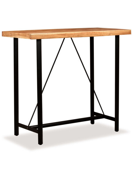 Table de bar style Industriel en bois d'acacia massif 120 x 60 x 107 cm {attributes} Table de bar style Industriel en bois d'acacia massif 120 x 60 x 107 cm {attributes}