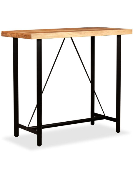 Table de bar style Industriel en bois d'acacia massif 120 x 60 x 107 cm {attributes} Table de bar style Industriel en bois d'acacia massif 120 x 60 x 107 cm {attributes}