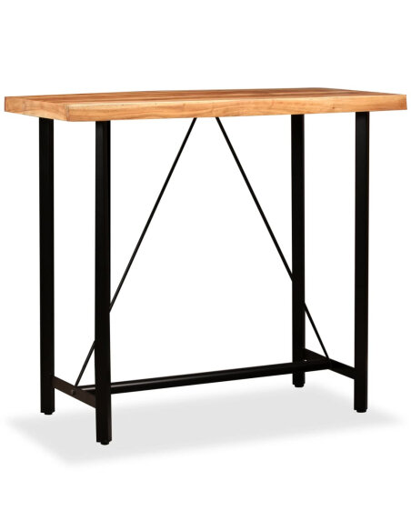 Table de bar style Industriel en bois d'acacia massif 120 x 60 x 107 cm {attributes} Table de bar style Industriel en bois d'acacia massif 120 x 60 x 107 cm {attributes}