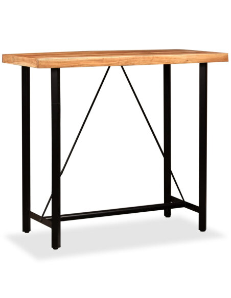 Table de bar style Industriel en bois d'acacia massif 120 x 60 x 107 cm {attributes} Table de bar style Industriel en bois d'acacia massif 120 x 60 x 107 cm {attributes}