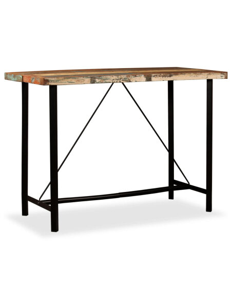 Table de bar style Industriel en bois massif de récupération  150 x 70 x 107 cm {attributes} Table de bar style Industriel en bois massif de récupération  150 x 70 x 107 cm {attributes}