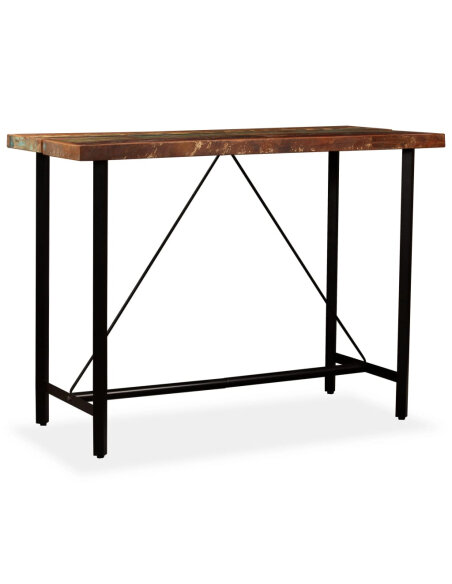 Table de bar style Industriel en bois massif de récupération  150 x 70 x 107 cm {attributes} Table de bar style Industriel en bois massif de récupération  150 x 70 x 107 cm {attributes}