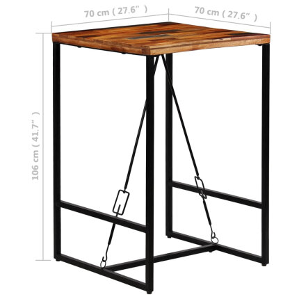 Table de bar style Industriel en bois massif de récupération  70 x 70 x 106 cm {attributes}