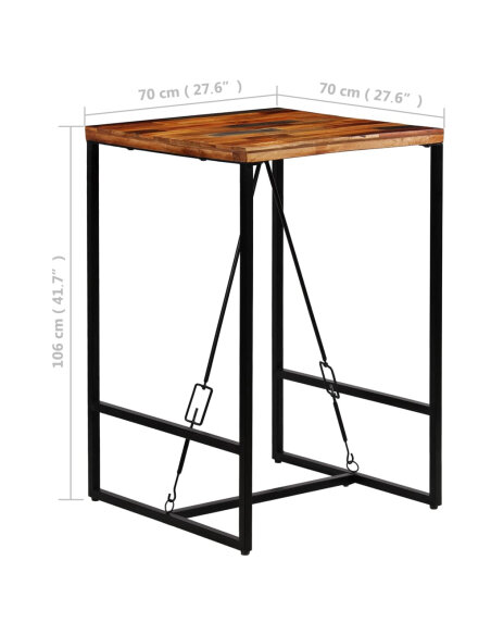 Table de bar style Industriel en bois massif de récupération  70 x 70 x 106 cm {attributes} Table de bar style Industriel en bois massif de récupération  70 x 70 x 106 cm {attributes}