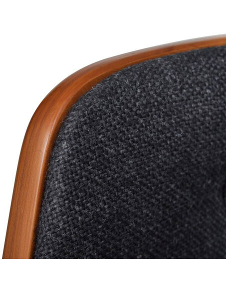 Tabourets de bar en lot de 2 en bois courbé et tissu Gris  {attributes}