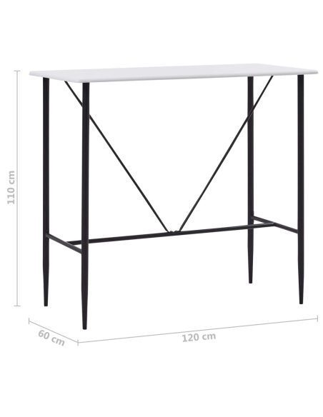 Table de bar style Industriel en bois mdf Blanc 120x60x110 cm {attributes} Table de bar style Industriel en bois mdf Blanc 120x60x110 cm {attributes}