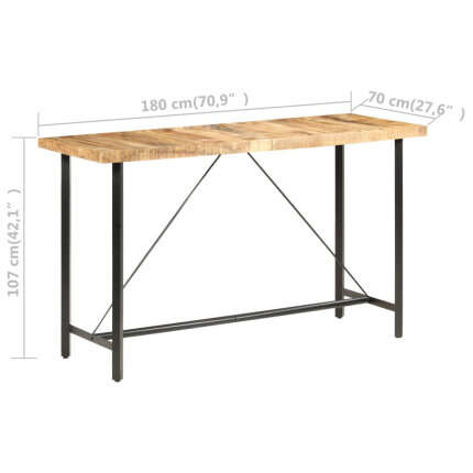 Table de bar style Industriel en bois de manguier 180 x 70 x 107 cm {attributes}