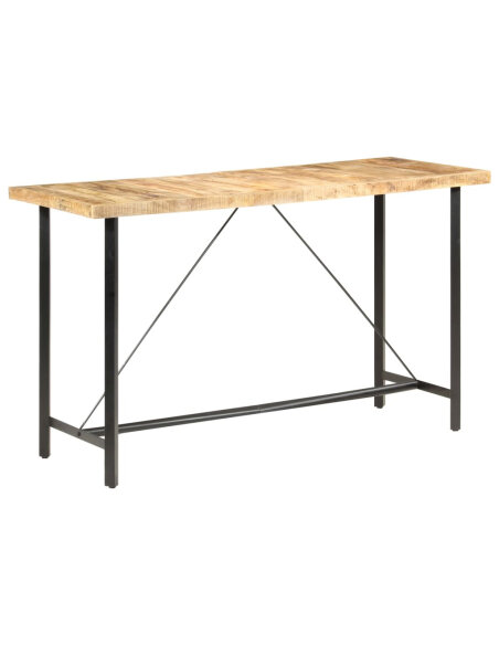 Table de bar style Industriel en bois de manguier 180 x 70 x 107 cm {attributes} Table de bar style Industriel en bois de manguier 180 x 70 x 107 cm {attributes}