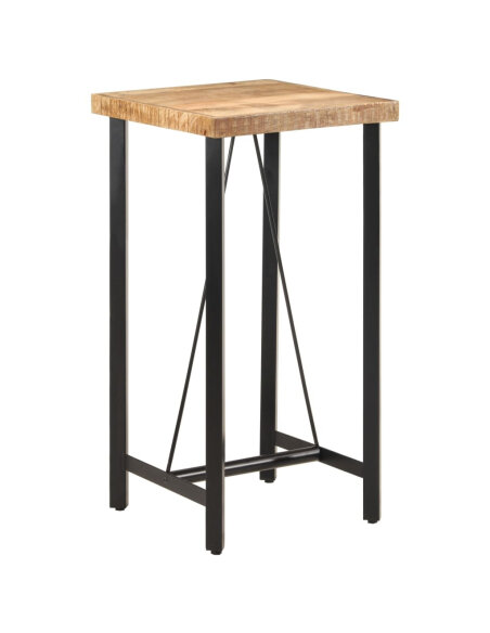 Table de bar style Industriel en bois de manguier massif et fer 55 x 55 x 107 cm {attributes} Table de bar style Industriel en bois de manguier massif et fer 55 x 55 x 107 cm {attributes}