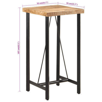 Table de bar style Industriel en bois de manguier massif et fer 55 x 55 x 107 cm {attributes}