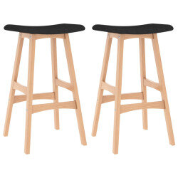 Tabourets de bar en lot de 2 en tissu Noir