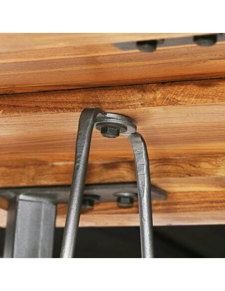 Table de bar style Industriel En bois de teck massif recyclé 60 x 60 x 107 cm {attributes} Table de bar style Industriel En bois de teck massif recyclé 60 x 60 x 107 cm {attributes}