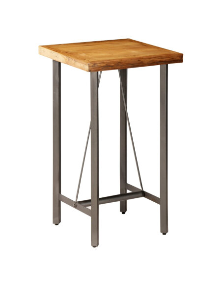 Table de bar style Industriel En bois de teck massif recyclé 60 x 60 x 107 cm {attributes} Table de bar style Industriel En bois de teck massif recyclé 60 x 60 x 107 cm {attributes}