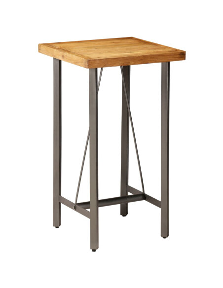 Table de bar style Industriel En bois de teck massif recyclé 60 x 60 x 107 cm {attributes} Table de bar style Industriel En bois de teck massif recyclé 60 x 60 x 107 cm {attributes}