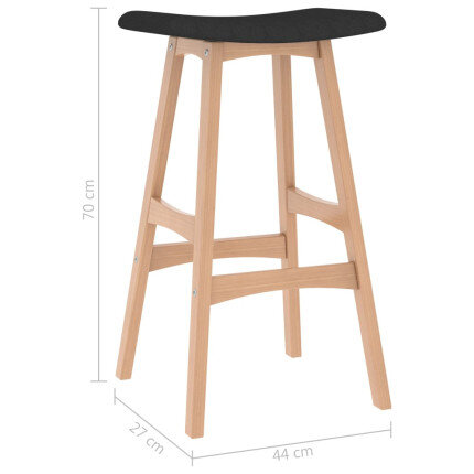 Tabourets de bar en lot de 2 en tissu Noir  