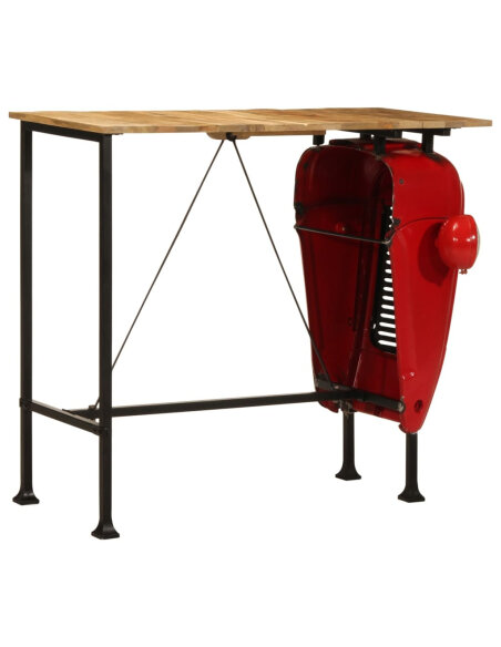 Table de bar style Industriel en bois de manguier massif Rouge 55 x 120 x 107 cm {attributes} Table de bar style Industriel en bois de manguier massif Rouge 55 x 120 x 107 cm {attributes}