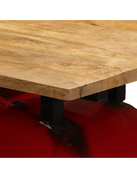 Table de bar style Industriel en bois de manguier massif Rouge 55 x 120 x 107 cm {attributes} Table de bar style Industriel en bois de manguier massif Rouge 55 x 120 x 107 cm {attributes}