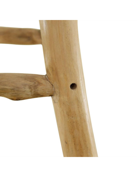 Tabourets de bar Bohème / Nature en cuir véritable et bois de teck Brun  {attributes}