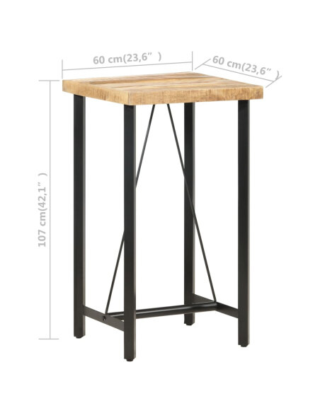 Table de bar style Industriel en bois de manguier 60 x 60 x 107 cm {attributes} Table de bar style Industriel en bois de manguier 60 x 60 x 107 cm {attributes}