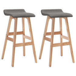 Tabourets de bar en lot de 2 en tissu Gris