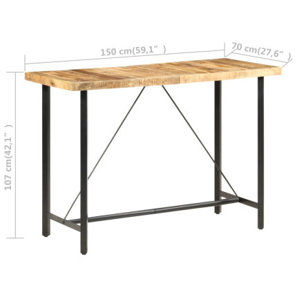 Table de bar style Industriel en bois de manguier 150 x 70 x 107 cm {attributes}