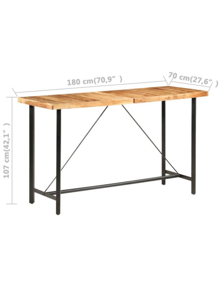 Table de bar style Industriel en bois d'acacia massif 180x70x107 cm {attributes} Table de bar style Industriel en bois d'acacia massif 180x70x107 cm {attributes}