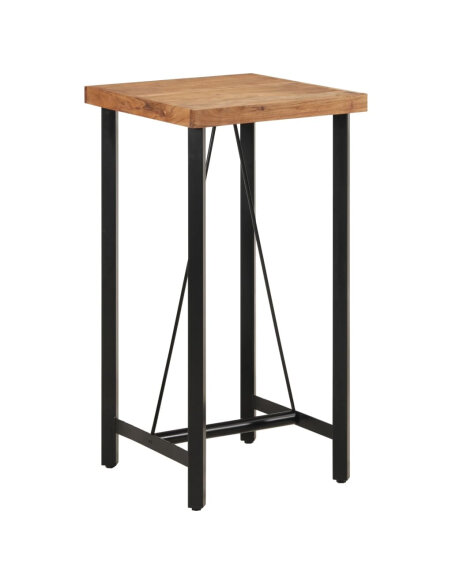 Table de bar style Industriel en bois de manguier massif et fer 55 x 55 x 107 cm {attributes} Table de bar style Industriel en bois de manguier massif et fer 55 x 55 x 107 cm {attributes}