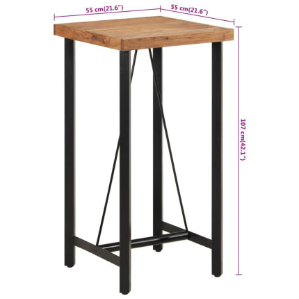 Table de bar style Industriel en bois de manguier massif et fer 55 x 55 x 107 cm {attributes}