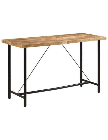Table de bar style Industriel en bois de manguier et fer 180 x 70 x 107 cm {attributes} Table de bar style Industriel en bois de manguier et fer 180 x 70 x 107 cm {attributes}