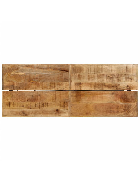 Table de bar style Industriel en bois de manguier et fer 180 x 70 x 107 cm {attributes} Table de bar style Industriel en bois de manguier et fer 180 x 70 x 107 cm {attributes}