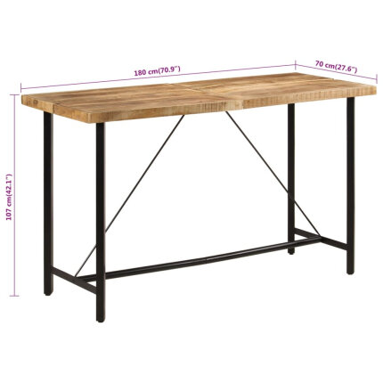 Table de bar style Industriel en bois de manguier et fer 180 x 70 x 107 cm {attributes}