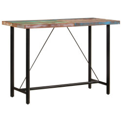 Table de bar style Industriel en bois massif de récupération et fer Multicolore 150x70x107 cm {attributes}