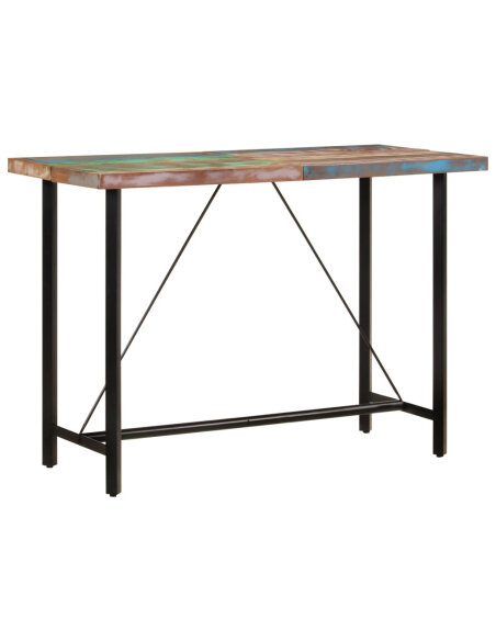 Table de bar style Industriel en bois massif de récupération et fer Multicolore 150x70x107 cm {attributes} Table de bar style Industriel en bois massif de récupération et fer Multicolore 150x70x107 cm {attributes}