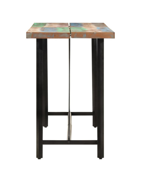 Table de bar style Industriel en bois massif de récupération et fer Multicolore 150x70x107 cm {attributes} Table de bar style Industriel en bois massif de récupération et fer Multicolore 150x70x107 cm {attributes}